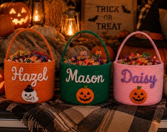 Personalized Halloween Candy Basket: Custom Name Trick or Treat Bag
