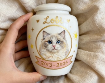 Custom Pet Urn: Hand-Painted Dog Portrait, Small Memorial Keepsake