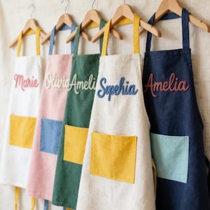 Personalized Kids Apron with Name｜Custom Children Cooking and Painting Apron｜Birthday Gift for Boys and Girls