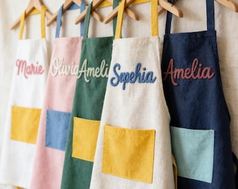 Personalized Kids Apron with Name｜Custom Children Cooking and Painting Apron｜Birthday Gift for Boys and Girls