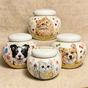 Urne commémorative pour animal de compagnie peinte à la main – Souvenir personnalisé de crémation pour chien et chat