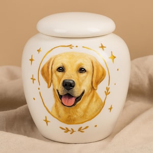 Custom Pet Cremation Urn/Personalized Dog Ashes Jar with Portrait/Hand Painted Pet Loss Keepsake/Small Pet Memorial Gift/Dog Memorial Gift
