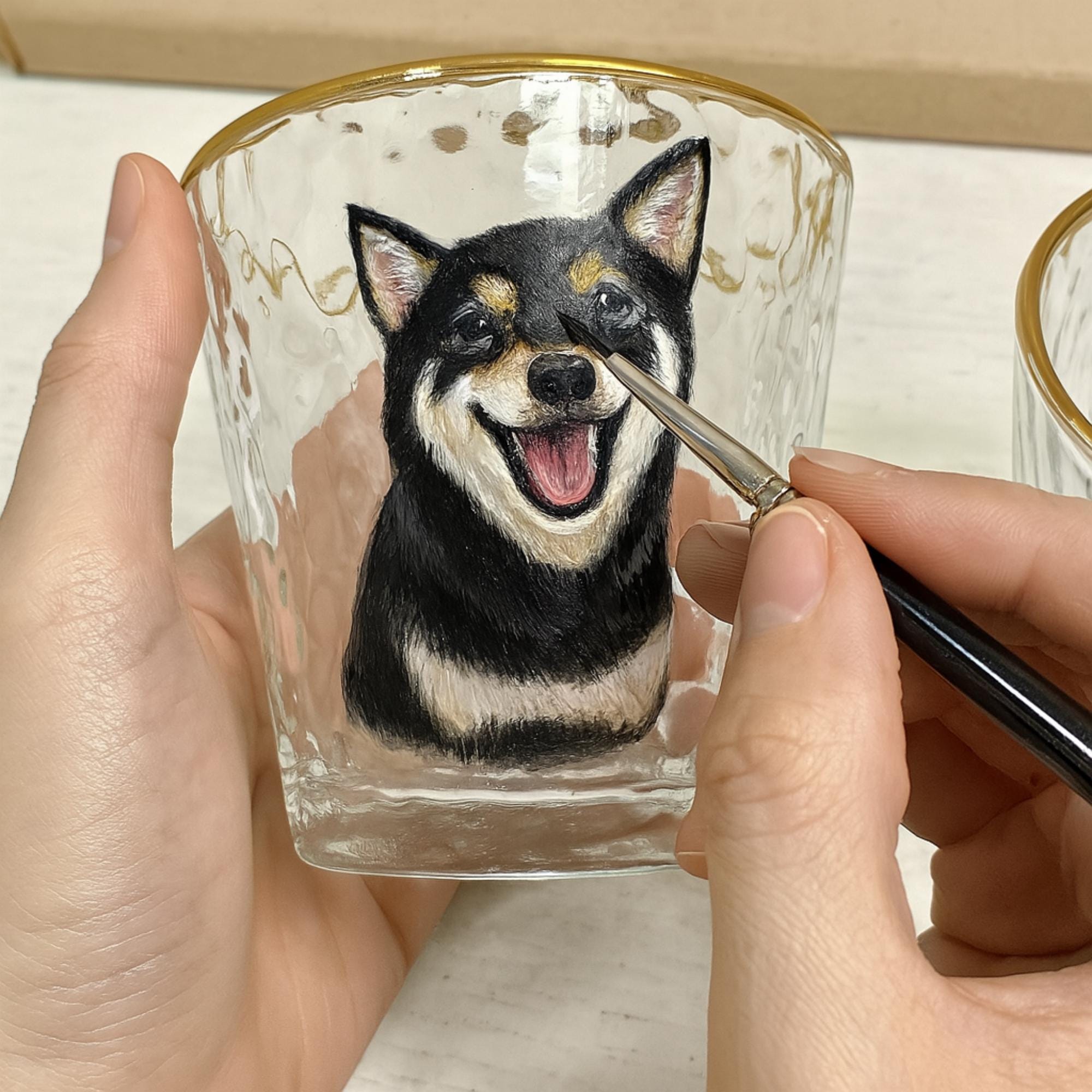 Custom Multiple Pet Portrait Glass – Hand Painted Dog Cat Faces on One Cup – Personalized Memorial Glass – Gift for Pet Lovers -Pet Gifts