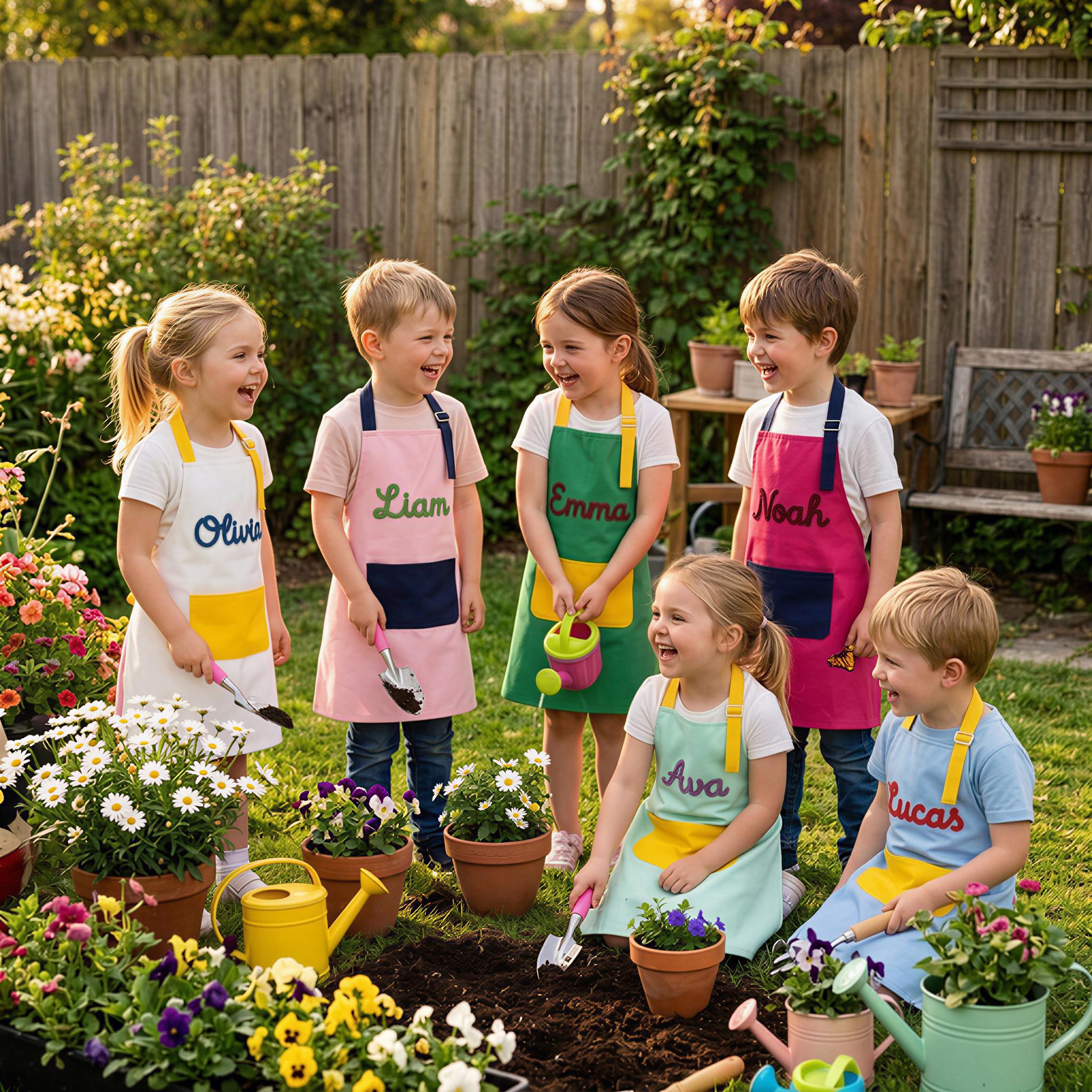 40 DIY Yarn Crafts For Kids 30 Personalized Kids Cotton Apron, Hand-Glued Yarn Name, Gardening…