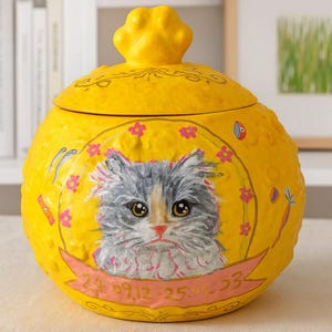 Customized Hand-Painted Pet Photo Urns, Personalized Dog And Cat Ceramic Urns, Dog Memorial Urns, Pet Cremation Urns, Pet Memorial Gifts