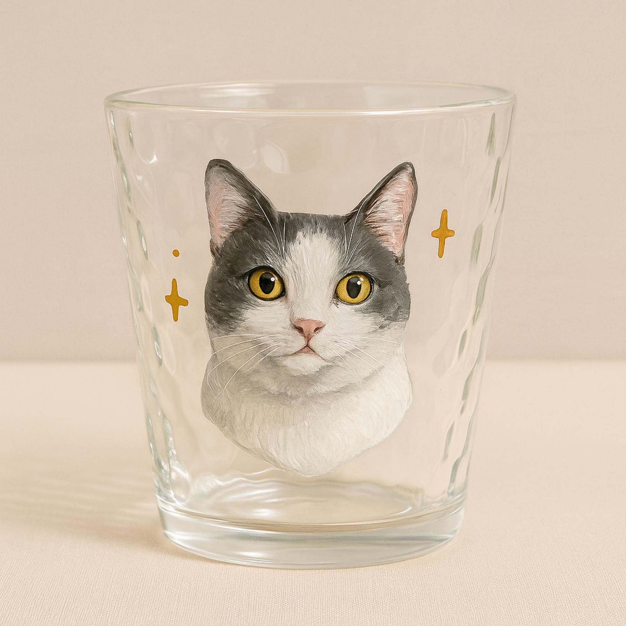 Custom Multiple Pet Portrait Glass – Hand Painted Dog Cat Faces on One Cup – Personalized Memorial Glass – Gift for Pet Lovers -Pet Gifts
