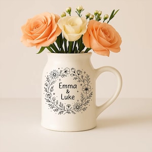Custom Couples Ceramic Vases,Multiple Sizes Personalized Name Vases, Engagement Gifts, Bridal Party Party Gifts,Wedding Gifts,Birthday Gifts