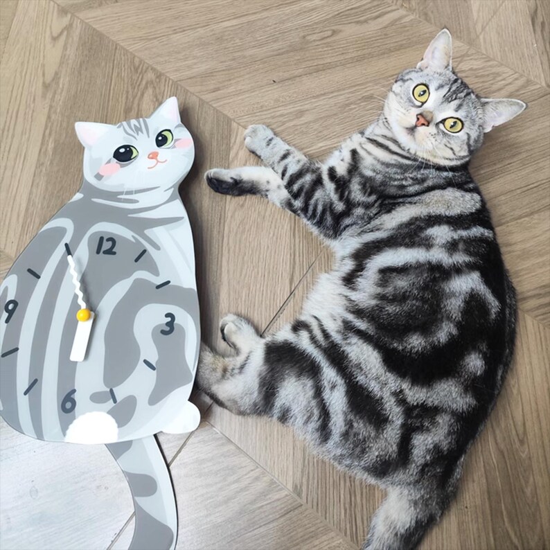 Custom Cat Pendulum Wall Clock/creative Cat Wall Clock/children's Room ...