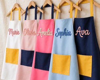 Delantal infantil personalizado con nombre | Delantal infantil personalizado para cocinar y pintar | Regalo de cumpleaños para niños y niñas