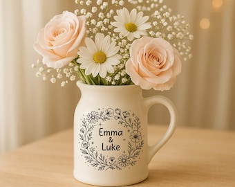 Custom Couples Ceramic Vases,Multiple Sizes Personalized Name Vases,Birthday Gifts, Engagement Gifts, Bridal Party Party Gifts,Wedding Gifts