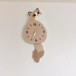 Muppet Cat Wall Clock, Cute Cartoon Pet Clock, Custom Acrylic Clock,Gifts for Cat Moms and Cats Dads, Gifts for Pet Owners, Home Decor