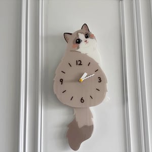Personalized Muppet Cat Wall Clock, Cute Cartoon Pet Clock, Acrylic Clock,Gifts for Cat Moms and Cats Dads, Home Decor, Gifts for Pet Owners