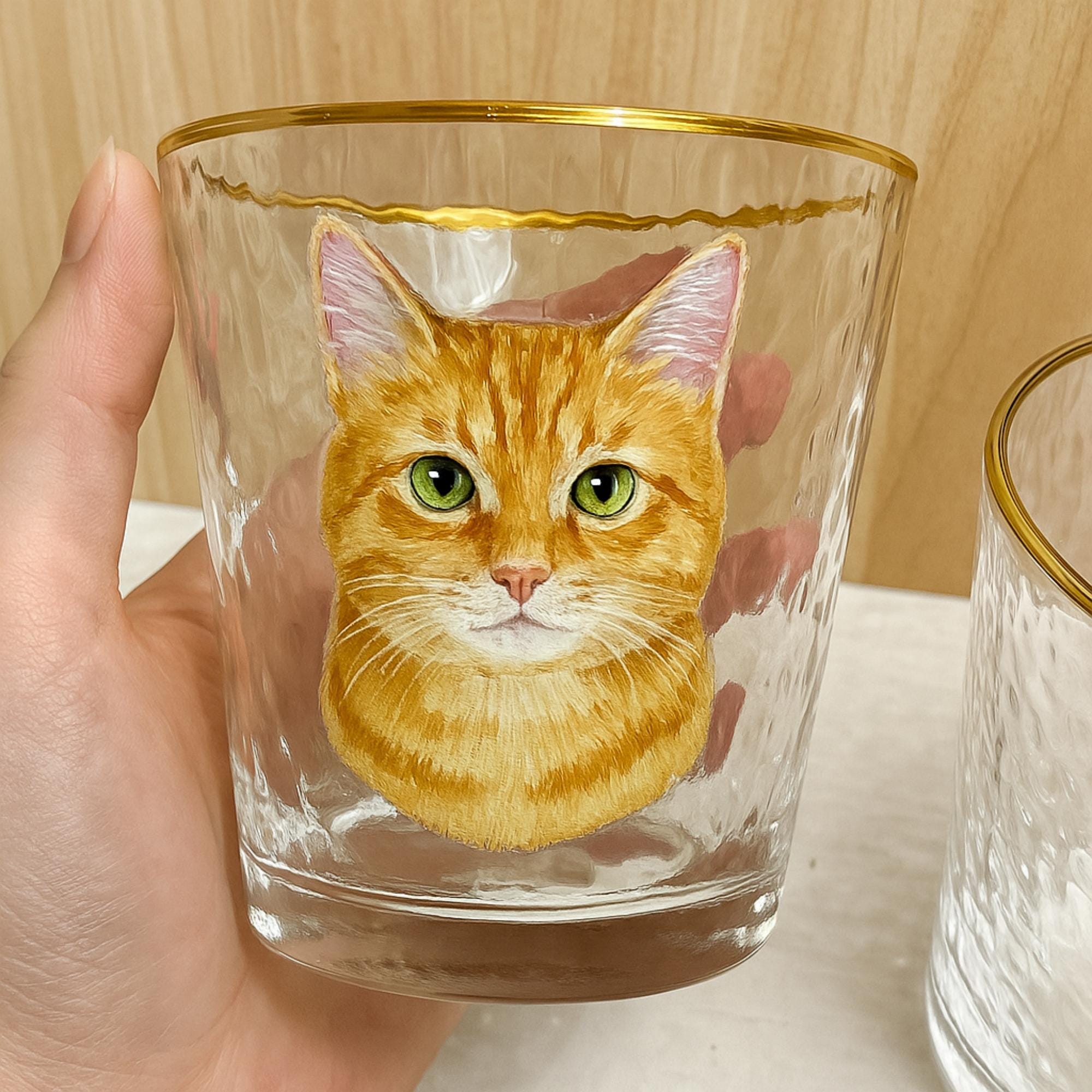 Custom Multiple Pet Portrait Glass – Hand Painted Dog Cat Faces on One Cup – Personalized Memorial Glass – Gift for Pet Lovers -Pet Gifts