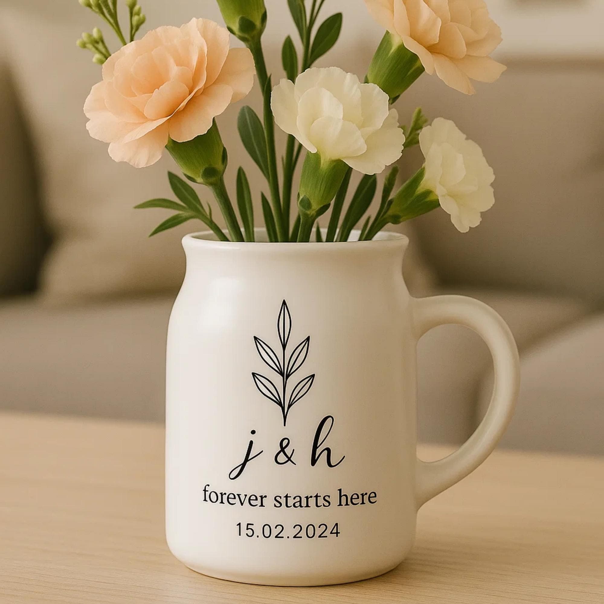 Custom Name Wedding Ceramic Vase/Personalized Engagement Engagement Vase / Wedding Accompaniment Gift/Couple Wedding Gift/Bridal Shower Gift