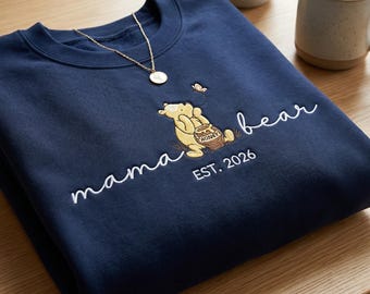 Custom Mama Bear Embroidered Sweatshirt, Personalized Mama Shirt with Names, Mothers Day Gift for Mom, New Mom or Grandma Crewneck