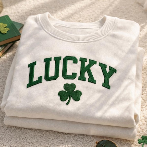 Personalized Shamrock Embroidered Sweatshirt, Custom Name Irish Surname Crewneck, St. Patrick’s Day Family Green Lucky Gift