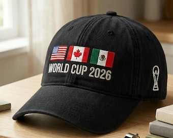 Cappellino ricamato per i Mondiali 2026, berretto da tifoso di calcio USA, berretto da baseball per le partite, regalo sportivo patriottico, berretto unisex regolabile in cotone