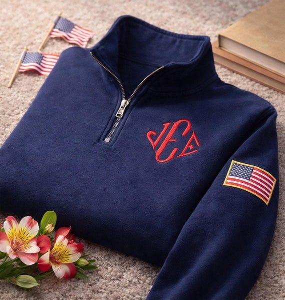 Embroidered J.E.E. Epstein Sweatshirt, USA Flag Sleeve Embroidery, Blue Unisex Crewneck, Funny Satirical Costume Shirt Gift