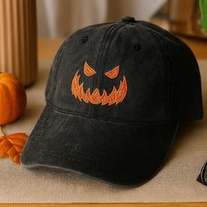 Pumpkin spooky Embroidered Vintage Hat, Embroidered Halloween Hat,Halloween Gifts,Ghost Pumpkin Cotton Hats,Halloween Vintage Embroidery Cap