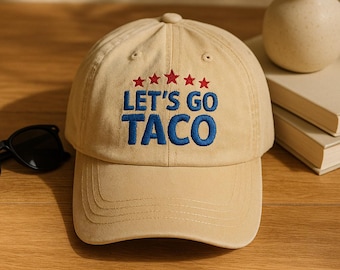Embroidered Let's Go TACO Hat, Trump Always Chickens Out Hat, Anti MAGA Parody Hat, Political Humor Hat, Funny Trump Gift Taco Trump Hat