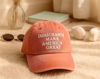 Einwanderer machen Amerika zu einem großartigen Hut - Gestickte politische Statement Dad-Mütze, Pro-Immigrier-Mütze, soziale Gerechtigkeitsmütze, Unisex Aktivismus Geschenk