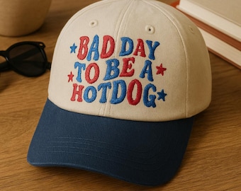 Bad Day, um ein Hot Dog Trucker Hat zu sein | Lustiger verstellbarer Hut des 4. Juli | Rot, Weiß und Blau Fourth of Jully Cap | Unabhängigkeitstag-Hut