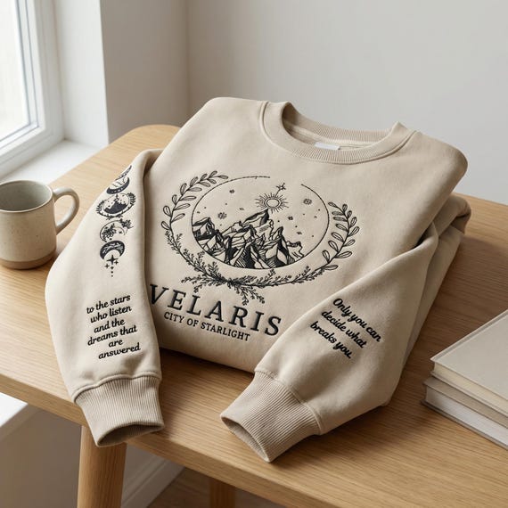 Velaris City of Starlight Embroidered Sweatshirt, Night Court Hoodie, ACOTAR Inspired Shirt, SJM Fantasy Book Lover Gift