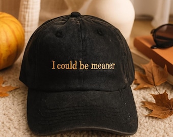 Gorra vintage bordada con la frase "Podría ser más malo", divertida y sarcástica, con frase divertida, moderna para mujer, ideal como regalo para una amiga segura.