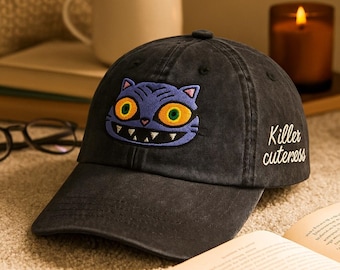 Embroidered Demon Hunters Tiger Vintage Hat, Demon Hunter Tiger Kpop, KPOP Band Huntrix Fan Hat, Funny Derpy Tiger, Anime Lover Gifts