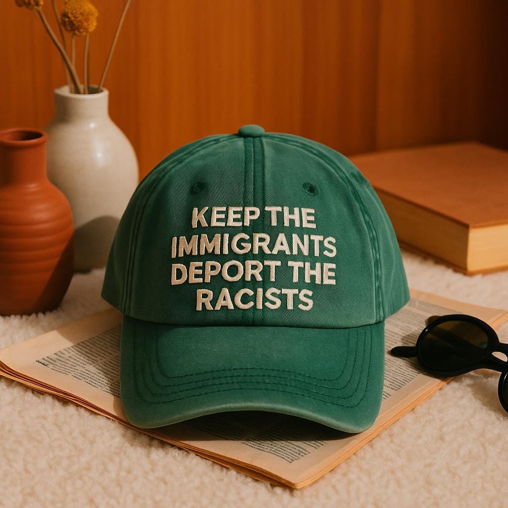 Feminist Hat, Embroidered Baseball Cap, Keep the immigrants deport the racist hat, Immigration Social Justice Gift for her, Gift for Women