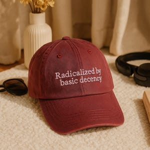 Embroidered Radicalized By Basic Decency Cap, Anti-Trump Cap, Social Justice Activist Hat,Save Democracy Resistance Hat Gift for Women