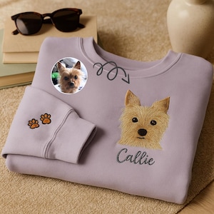 Pet Embroidered Sweatshirt for Christmas Gifts - Custom Dog Embroidered Sweatshirt - Dog Sweatshirt - Pet Portrait From Photo Shirt