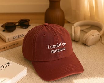 Embroidered I Could Be Meaner Baseball Hat, Spicy Attitude Baseball Hat, Sarcastic Hat, Funny Humor Hat, Funny Quote Hat, Sarcasm Cap Gift
