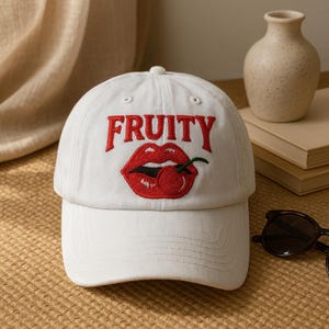 Cherry Fruity Baby Embroidered Hat, Subtle Pride Baby Cap, Pride Month Baby Hat, LGBTQ Queer Pride Parade, Sapphic Hat, Lesbian Pride Hat