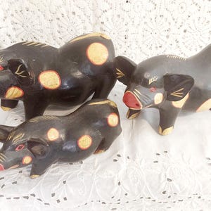 Vintage Family of Wooden Painted Pigs