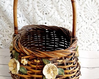 フランスのヴィンテージ籐バスケットホームデコレーションキッチンmi