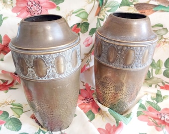 Pair of Art Nouveau Brass Vases