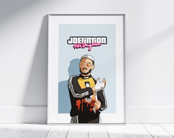Joelinton Newcastle United Poster - 80s Miami Style Illustration - NUFC Gift.
