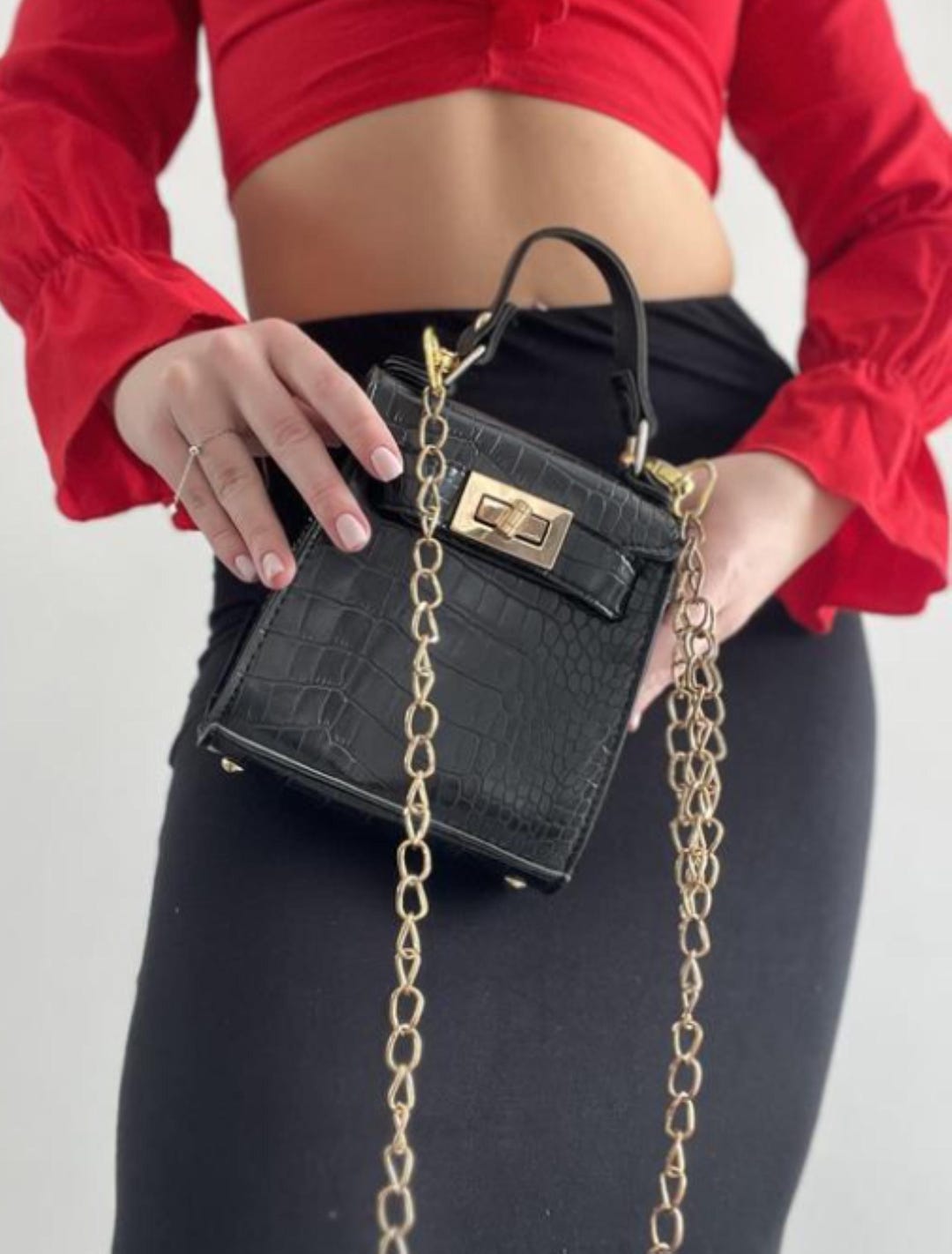 Cordera Mini Bag in Crocodile Black