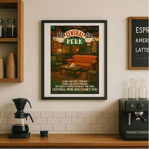 Vintage Central Perk Poster – Friends Inspired Coffee Shop Print | Subtle Retro Art for Cozy Home Decor