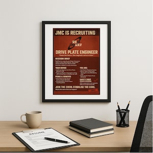 Red Dwarf Subtle Poster – JMC Engineer Sci-Fi Comedy Recruitment Digital Wall Art