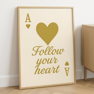 Trendy Ace of Hearts Wall Art Print – Inspirational Quote, Digital Download, Modern Minimalist Poster, Printable Home Decor