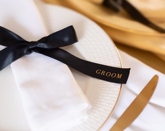 Personalized Satin Ribbon Bows: Custom Wedding Favors & Glass Tags