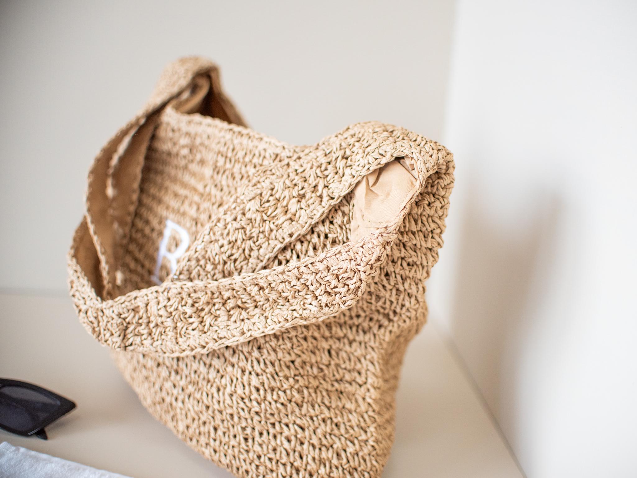 Custom Straw Raffia Beach Bag – Personalised Name or Initials – Monogram Bridesmaid Tote – Summer Shoulder Shopper – Beach Wedding Gift