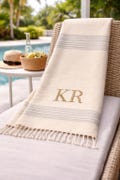 Personalized Stripe Beach Towel – Custom Monogrammed Pool Towel, 100% Organic Cotton, Oversized Vacation Gift, Custom Name Towel product logo