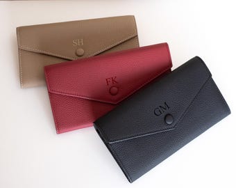 Damen Geldbörse Personalisierte Geldbörse aus Vegan Leder mit Name / Initialen