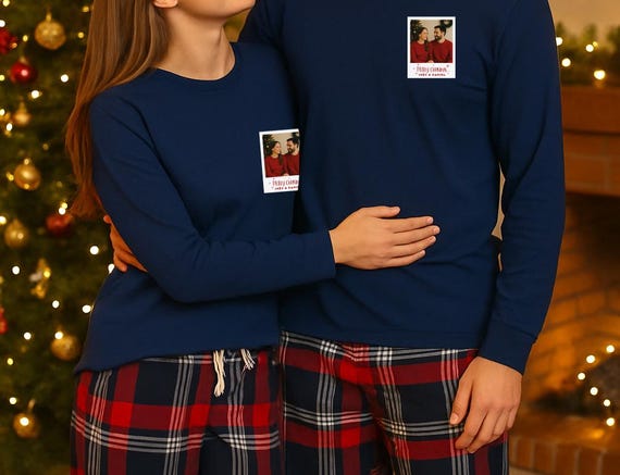 Christmas Pajamas Personalized His and Hers Matching pyjamas , Custom Long Sleeve Tartan Set, Holiday Sleepwear boyfriend