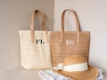 Custom Straw Raffia Beach Bag – Personalised Name or Initials – Monogram Bridesmaid Tote – Summer Shoulder Shopper – Beach Wedding Gift product logo