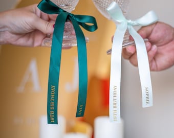 Personalized Satin Ribbon with Gold Foil Name: Party Favors & Gift Decor