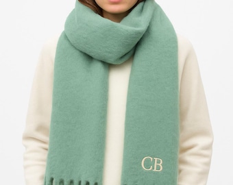 Oversized Woolly Scarf, Personalized Embroidered Blanket Shawl